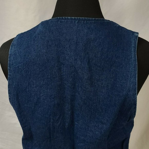 Vtg Apache Womens Large Cotton Denim Made in USA Boho Embellished Floral Vest - Picture 10 of 12